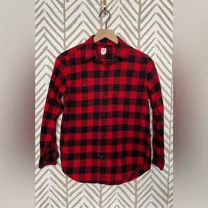 GAP‎ boys XL Red Black Plaid Button Down